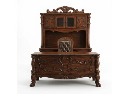 Chaise de bureau, bureau d'ordinateur, bureau de designer, tables de bureau, Baroque, Rococo, ensemble de 3 pièces.
