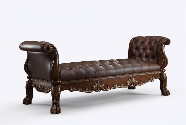Chesterfield Chaise Longue Lounger Ottoman Canapé en cuir véritable Relax Chaise