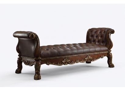 Chesterfield Chaise Longue Lounger Ottoman Canapé en cuir véritable Relax Chaise
