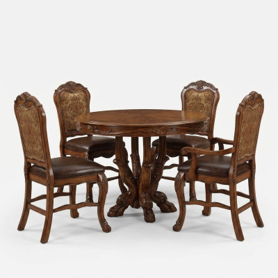 Ensemble de 4 chaises en bois massif avec siège rembourré pour salle à manger, ensemble de chaises de salle à manger.