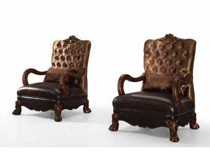 Fauteuil Chaise de designer Rembourrage Tissu de détente en cuir Lounge Chesterfield neuf