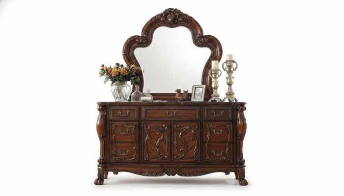 Commode Armoire avec miroir Commode noble Buffet Baroque Rococo Bois nouveau Buffet