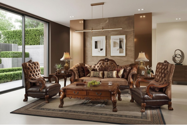 Canapé Chesterfield 2 places Luxe Tissu Design Textile Deux places Bois