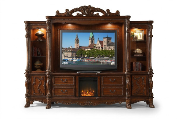 Unité murale Mur en bois Style baroque Étagère Classique Mobilier de salon