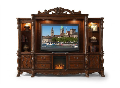 Unité murale Mur en bois Style baroque Étagère Classique Mobilier de salon
