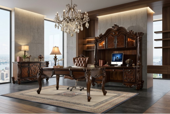 Ensemble de bureau Bureau Chaise exécutive Bureau complet Rococo Baroque 2 pièces. ensemble