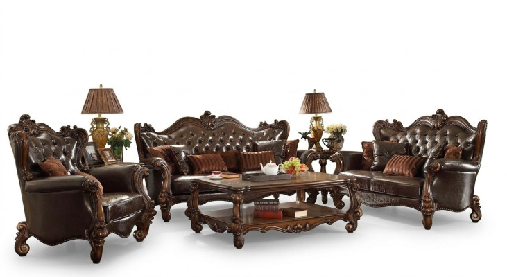 Suite de meubles rembourrés en bois sculpté - Ensemble de canapé 3+2 places
