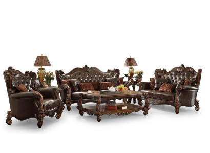 Suite de meubles rembourrés en bois sculpté - Ensemble de canapé 3+2 places