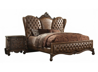 Lit Chesterfield 2x tables de chevet 3pcs. Ensemble de meubles de style baroque rococo pour chambre à coucher