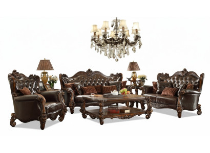 Ensemble de canapé Chesterfield de luxe 3+2+1 places + Table basse Mobilier Canapé