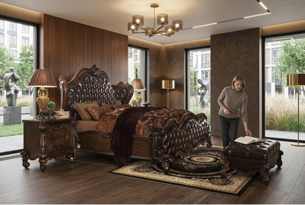 Chambre à coucher design 5 pièces. Ensemble complet de chambre à coucher Décoration de lit Table de chevet