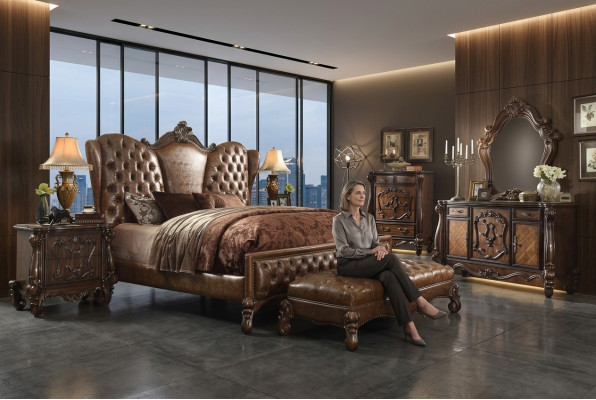Lit en cuir Chesterfield Lit Lits Mobilier Design Lit double 180x200cm