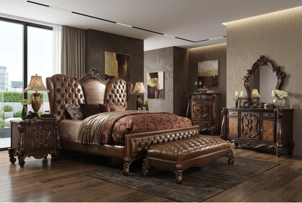 Lit en cuir Chesterfield Lit Lits Mobilier Design Lit double 180x200cm