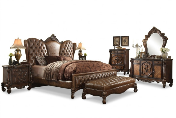 Lit en cuir Chesterfield Lit Lits Mobilier Design Lit double 180x200cm