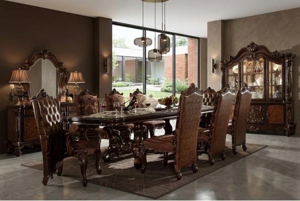 Salle à manger Ensemble Vitrine Table 8x Chaises Commode Miroir décoratif Style baroque