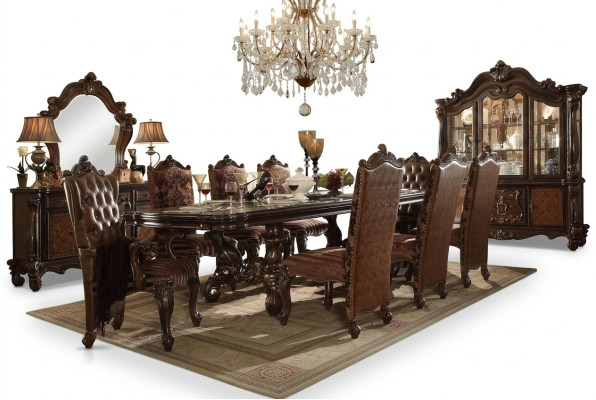 Salle à manger Ensemble Vitrine Table 8x Chaises Commode Miroir décoratif Style baroque