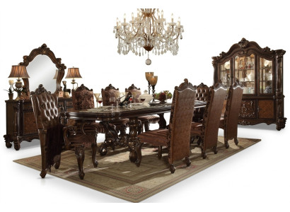 Salle à manger Ensemble Vitrine Table 8x Chaises Commode Miroir décoratif Style baroque