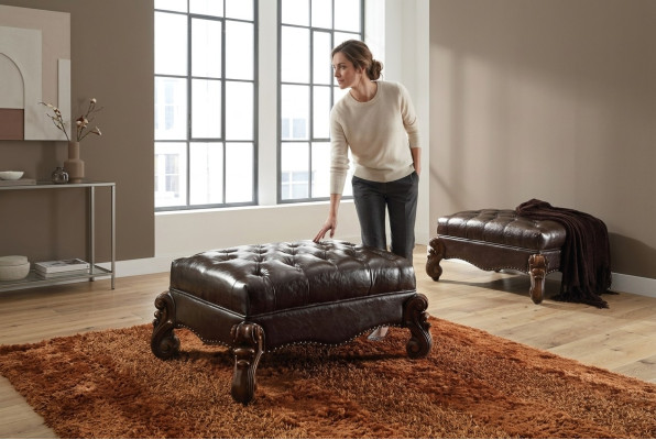 Repose-pieds Tabouret Tabouret rembourré Tabouret Ottoman Tabouret Chesterfield Baroque