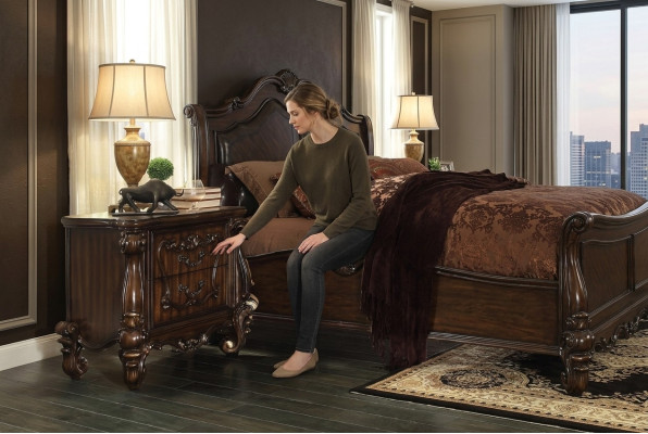 Table de chevet de nuit classique, console solide étagère en bois pour chambre à coucher, neuf
