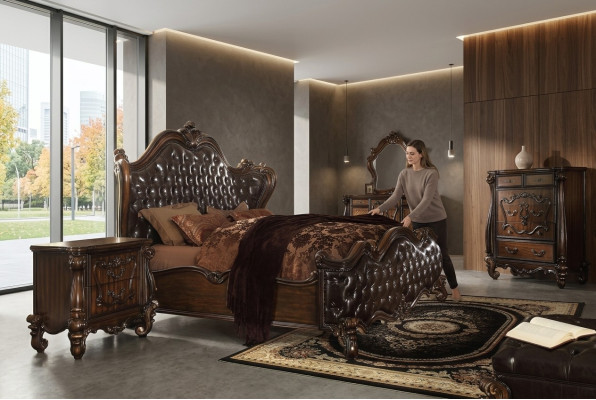 Lit design double de luxe en cuir pour chambre à coucher 180x200cm