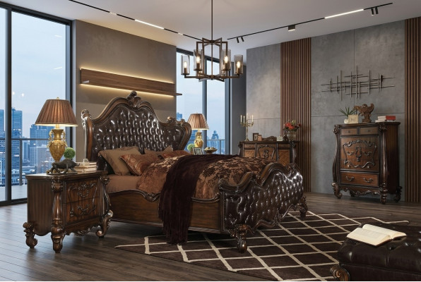 Lit design double de luxe en cuir pour chambre à coucher 180x200cm