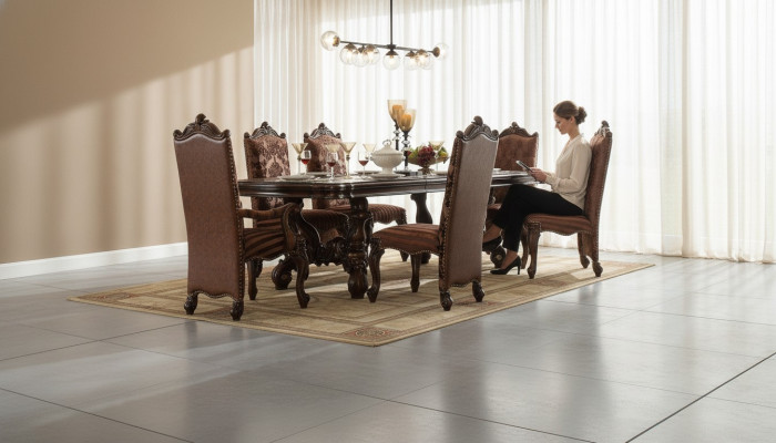 Chaises classiques Chesterfield marron x6, chaise en cuir Designer, ensemble de 6 chaises.