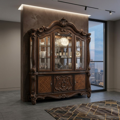 Vitrine de luxe vitrine armoire en bois vitrine d'angle vitrine d'angle verre nouveau baroque
