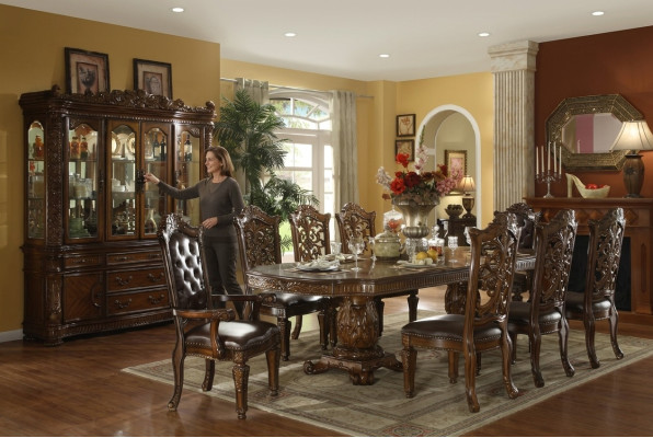 Salle à manger Ensemble complet Table Buffet 8x Chaises Vitrine Suite baroque