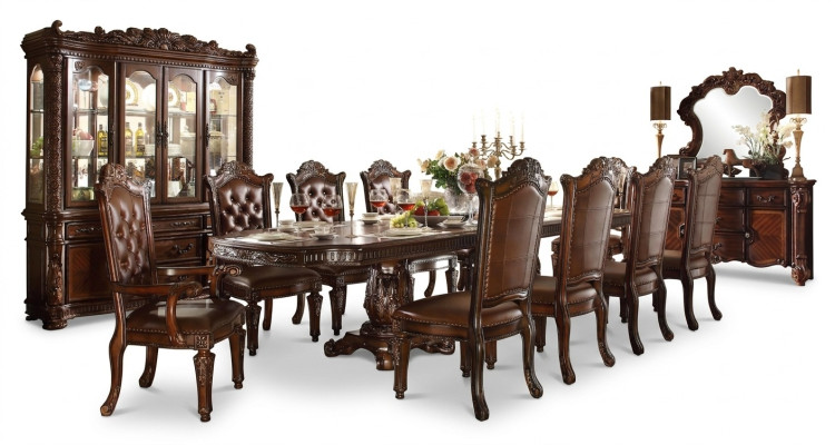 Mobilier de salle à manger Ensemble Vitrine Table 10x Chaises Commode Miroir Style baroque