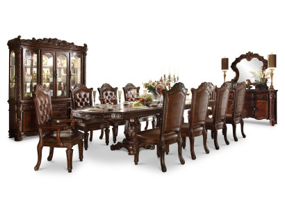Mobilier de salle à manger Ensemble Vitrine Table 10x Chaises Commode Miroir Style baroque