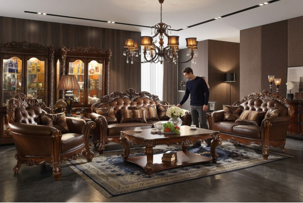 Ensemble de canapé en cuir Classic Suite 3+2+1+1 places