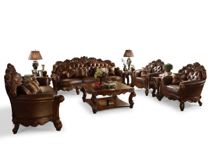 Canapé en cuir ensemble de canapés suite groupe de canapés canapé chesterfield baroque