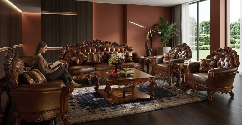 Ensemble de canapé 3+4 places Design Canapés Rembourrage Canapés en cuir 2 pièces Chesterfield