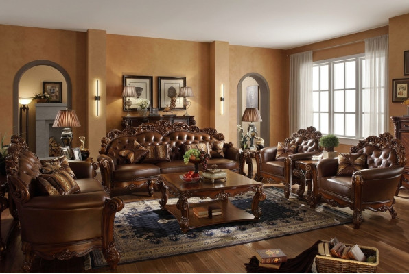 Ensemble de canapé 3+4 places Design Canapés Rembourrage Canapés en cuir 2 pièces Chesterfield
