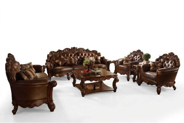 Ensemble de canapé 3+4 places Design Canapés Rembourrage Canapés en cuir 2 pièces Chesterfield
