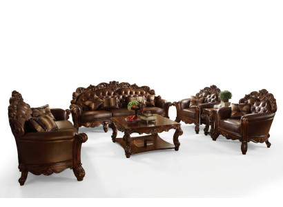 Ensemble de canapé 3+4 places Design Canapés Rembourrage Canapés en cuir 2 pièces Chesterfield