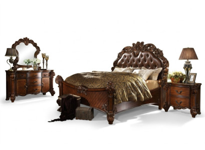Ensemble de chambre classique Lit Table de chevet Commode Miroir Commode