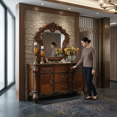 Miroir Commode Armoire décorative Commodes Buffet Ensemble de chambre Bois