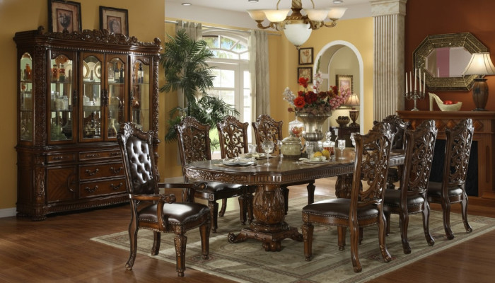 Salle à manger Groupe Baroque Rococo Table & 8x Chaises Chesterfield 9 pièces. ensemble