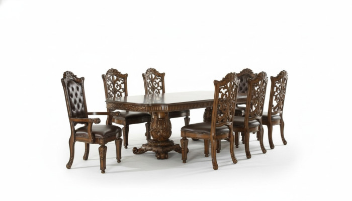 Salle à manger Groupe Baroque Rococo Table & 8x Chaises Chesterfield 9 pièces. ensemble