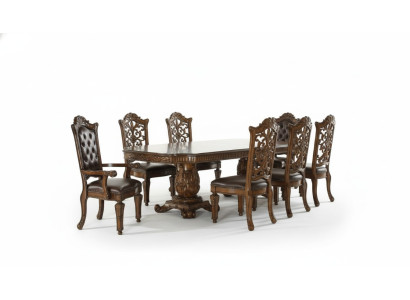 Salle à manger Groupe Baroque Rococo Table & 8x Chaises Chesterfield 9 pièces. ensemble