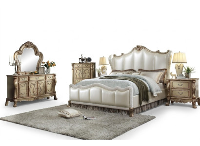 Ensemble de chambre royale Lit + 2 tables de chevet Lits en cuir Double Hôtel neuf