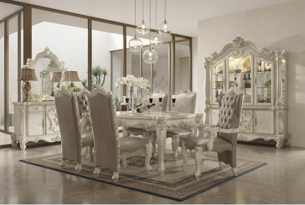 Ensemble salle à manger blanc suite design Table à manger Chaises Commode Miroir