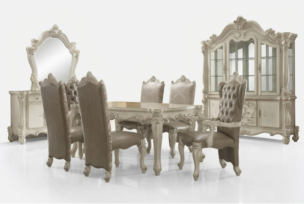 Ensemble salle à manger blanc suite design Table à manger Chaises Commode Miroir