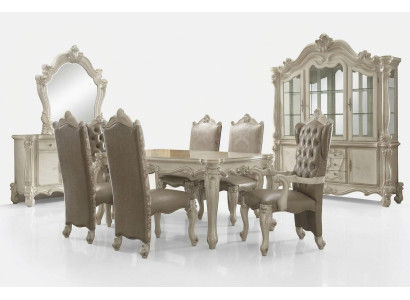 Ensemble salle à manger blanc suite design Table à manger Chaises Commode Miroir