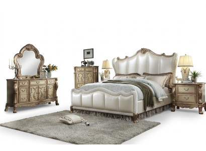 Ensemble Chesterfield 3 pièces. Lit de suite + 2 tables de chevet de style baroque pour chambre.