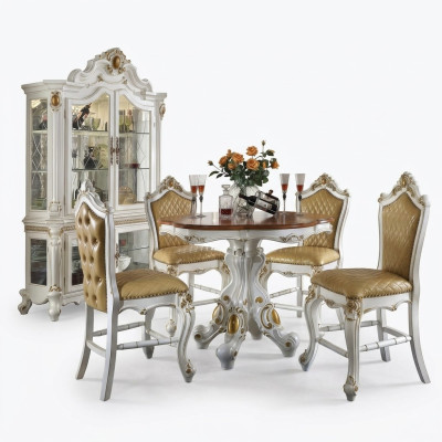 Salle à manger ronde + 4 chaises Ensemble de décoration de chaises Table à manger ronde Mobilier en bois