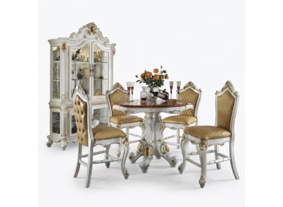 Salle à manger ronde + 4 chaises Ensemble de décoration de chaises Table à manger ronde Mobilier en bois