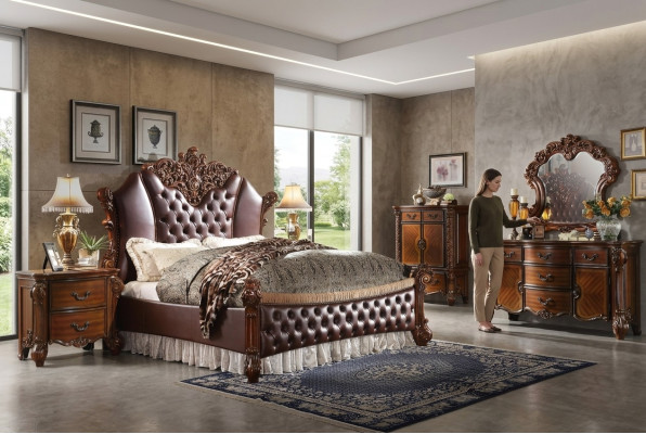 Revêtement de lit Design Hôtel de Luxe Lits Doubles Chambre de Sommeil Décoration en Cuir