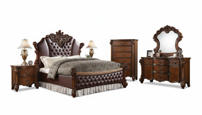 Revêtement de lit Design Hôtel de Luxe Lits Doubles Chambre de Sommeil Décoration en Cuir